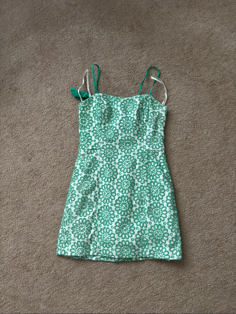 Lilly Pulitzer Green and White Embroidered Sundress